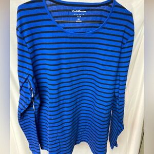 Croft & Barrow Blue and Black Striped Tee